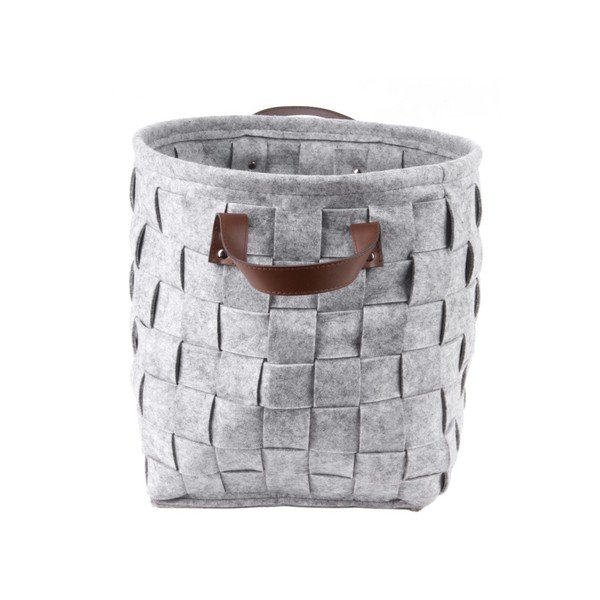 Siva košara za shranjevanje z usnjenimi ročaji PT LIVING Storage, ⌀ 34 cm-image-1