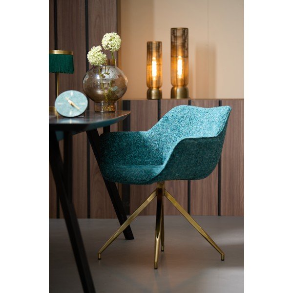 Modrozelen oblazinjen jedilni stol z nasloni za roke Jaimy – Light & Living-image-1