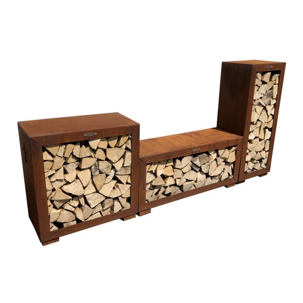 Rjava jeklena shramba za les Remundi, širine 119 cm-image-1