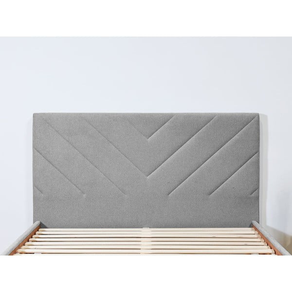 Svetlo siva oblazinjena zakonska postelja z letvenim dnom 180x200 cm Romane – Bobochic Paris-image-3