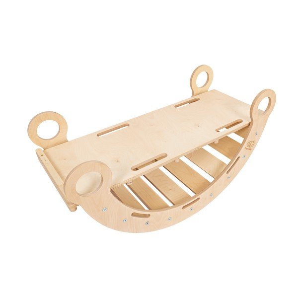 Gugalnica iz masivnega bora v naravni barvi 39x75x38 cm Montessori – Meowbaby