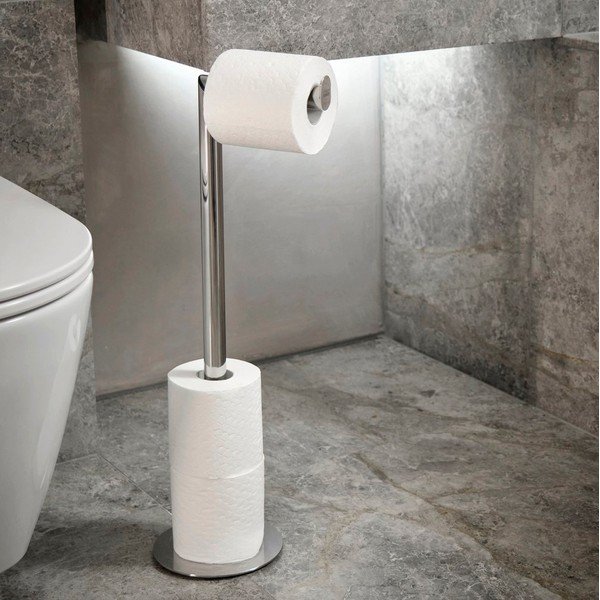 Kovinsko stojalo za WC papir v sijajno srebrni barvi EasyStore Luxe – Joseph Joseph-image-3