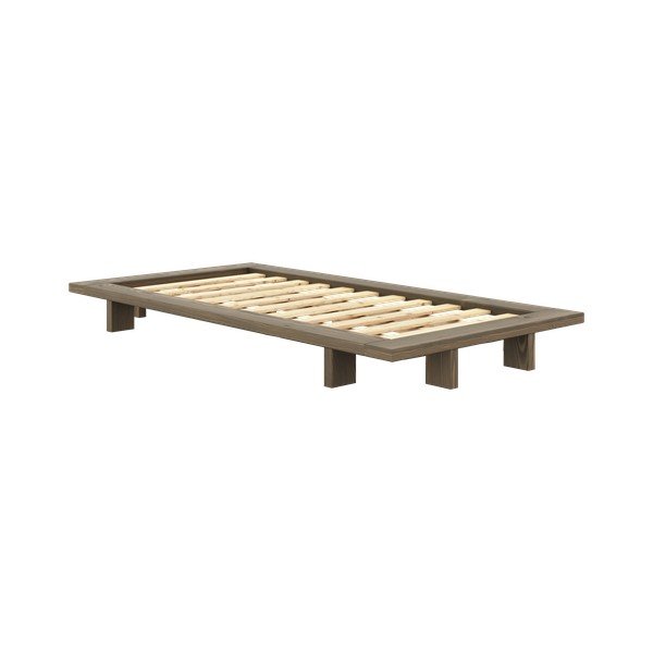 Rjava postelja iz masivnega bora z letvenim dnom 90x200 cm Japan – Karup Design