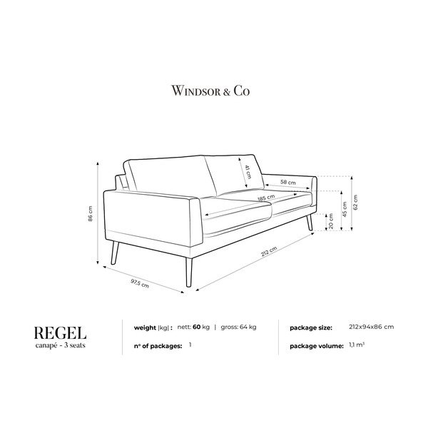 Trisedežni kavč v naravni barvi Windsor & Co Sofas Rigel-image-4