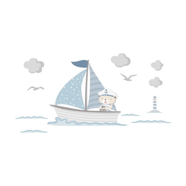 Modre otroške stenske nalepke Ambiance Captain Teddy-image-2