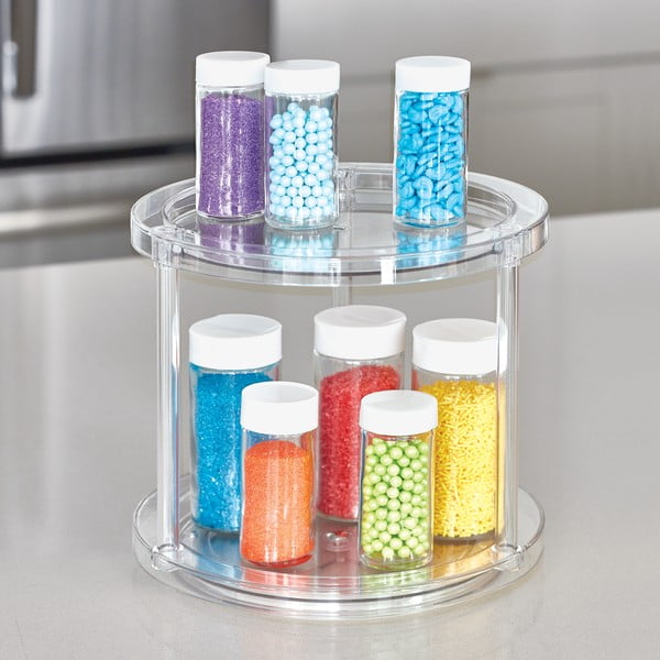 Okroglo vrtljivo dvonadstropno stojalo za posode iDesign The Home Edit, ⌀ 24,1 cm-image-1