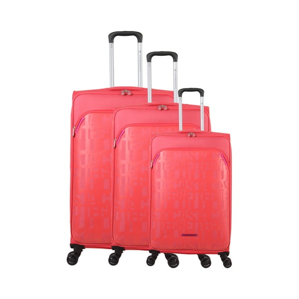 Komplet 3 rožnatih kovčkov na 4 kolesih Lulucastagnette Bellatrice