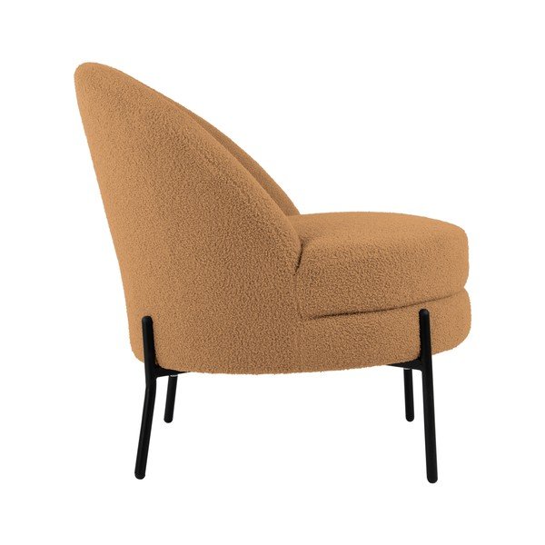 Svetlo rjav fotelj iz tkanine bouclé Noble – Leitmotiv-image-3