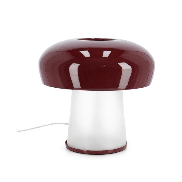 Bordo rdeča kovinska namizna svetilka s steklenim senčilom (višina 35 cm) Clevely – Bizzotto