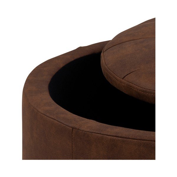 Konjak rjav puf v imitaciji usnja Actona Retina, ⌀ 60 cm-image-1