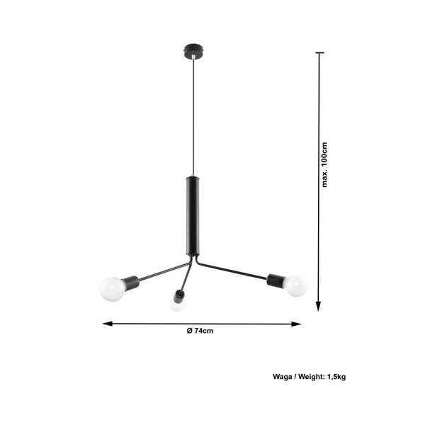 Črna viseča svetilka s kovinskim senčilom ø 74 cm Donato – Sollux-image-2