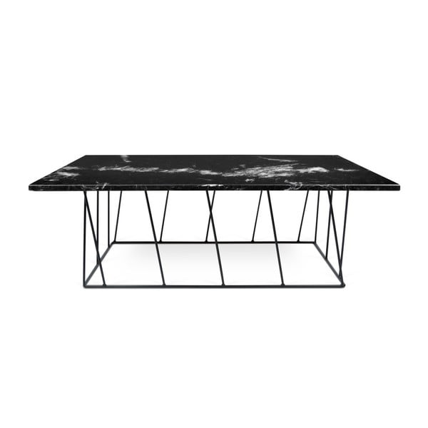 Črna marmorna mizica s črnimi nogami TemaHome Helix, 75 x 120 cm