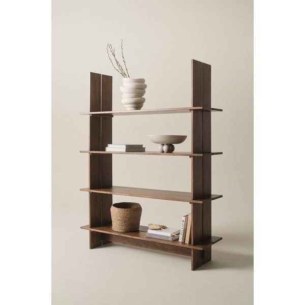 Regal iz masivnega bora v temni naravni barvi 140x180x40 cm Tottori – Jotex-image-1
