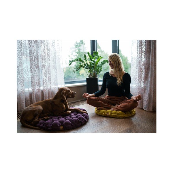 Svetlo modro-siva sedežna blazina z masažnimi kroglicami Linda Vrňáková Bloom, ⌀ 75 cm-image-1