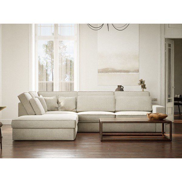 Sivo-bež kotna sedežna garnitura iz šenilje (levi kot/v obliki črke L) Kirou – Maison de Rêve-image-4