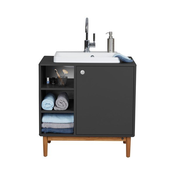 Temno siva omarica z umivalnikom brez pipe 80x62 cm Color Bath - Tom Tailor-image-2