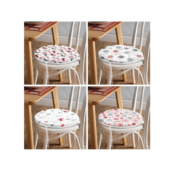 Sedežne blazine z božičnim motivom v kompletu 4 ks ø 40 cm Snowflakes – Mila Home-image-4