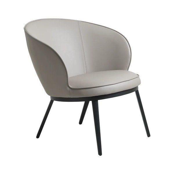 Sivo-bež fotelj iz umetnega usnja Gain – Unique Furniture