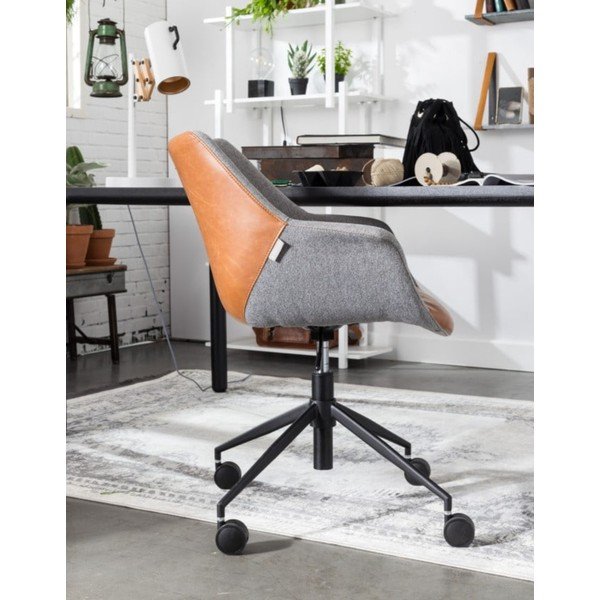 Siv pisarniški stol z rjavimi detajli Zuiver Doulton-image-1