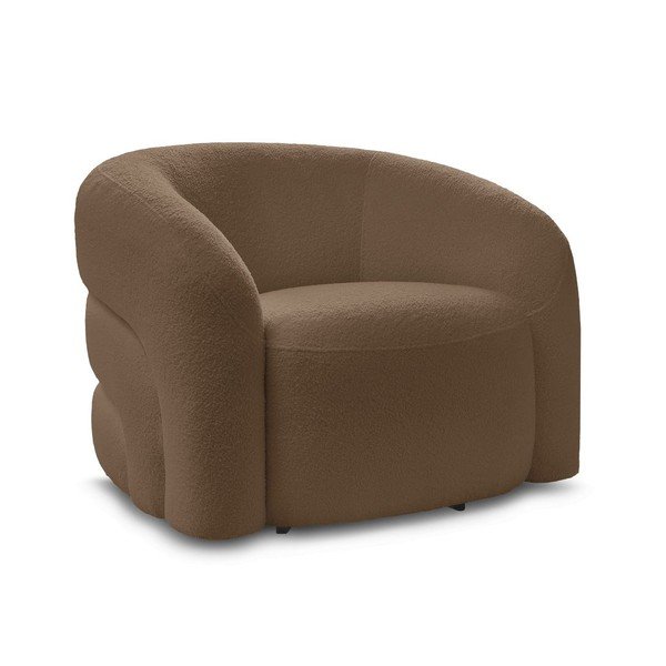 Rjav vrtljiv fotelj iz tkanine bouclé Elina – Bobochic Paris