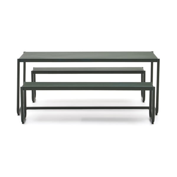 Temno zelena kovinska vrtna jedilna garnitura za 4 osebe Sotil - Kave Home-image-2