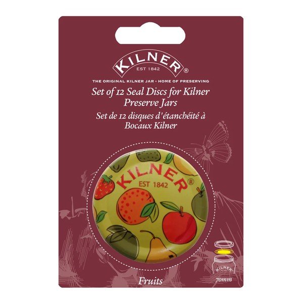 Komplet 12 pokrovčkov za zapiranje z motivom sadja Kilner Fruit-image-1