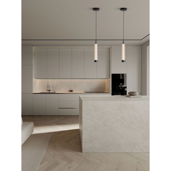 Mat črna aluminijasta LED zatemnitvena viseča svetilka s steklenim senčilom ø 6,5 cm Glovia – Nova Luce-image-1