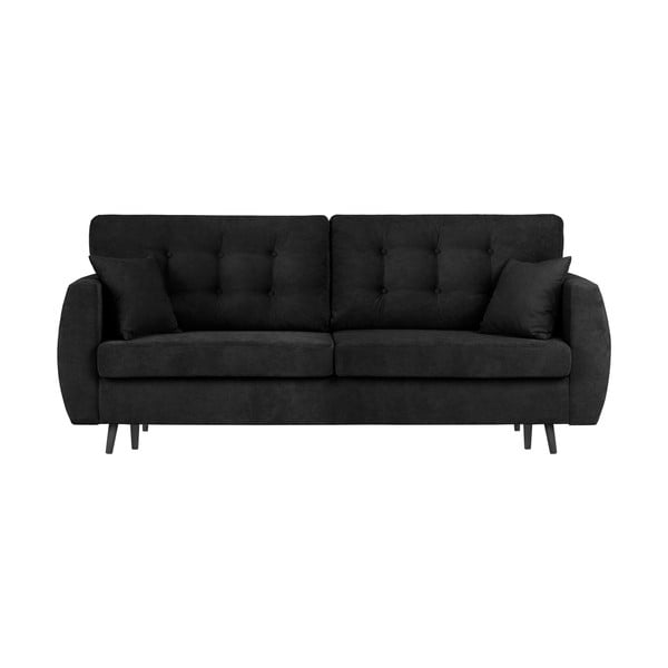Črni trisedežni raztegljivi kavč s prostorom za shranjevanje Cosmopolitan Design Rotterdam, 231 x 98 x 95 cm
