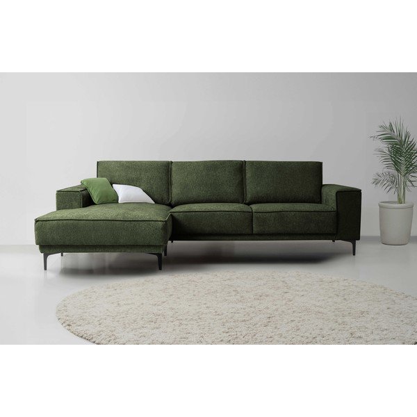 Zelena kotna sedežna garnitura iz šenilje (levi kot/z ležalnikom) Copenhagen – Scandic-image-1