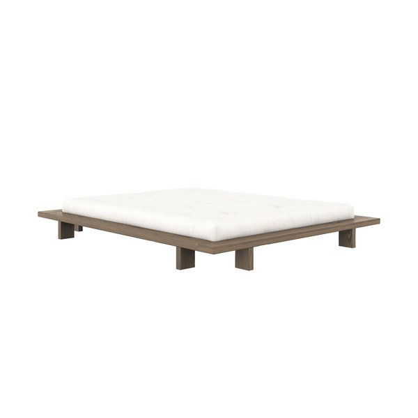 Rjava zakonska postelja iz masivnega bora z letvenim dnom 160x200 cm Japan – Karup Design-image-3