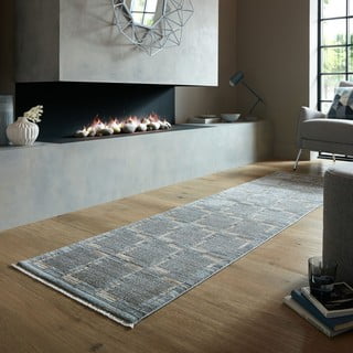 Siv/bež tekač 66x300 cm Evelyn Blocks – Flair Rugs