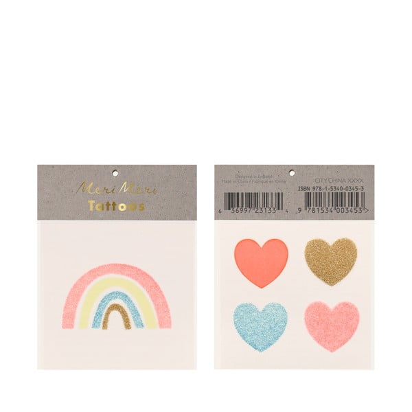 Otroške tetovaže Rainbow & Hearts – Meri Meri
