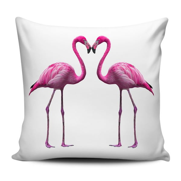 Roza in bela blazina Home de Bleu Flamingos In Love, 43 x 43 cm