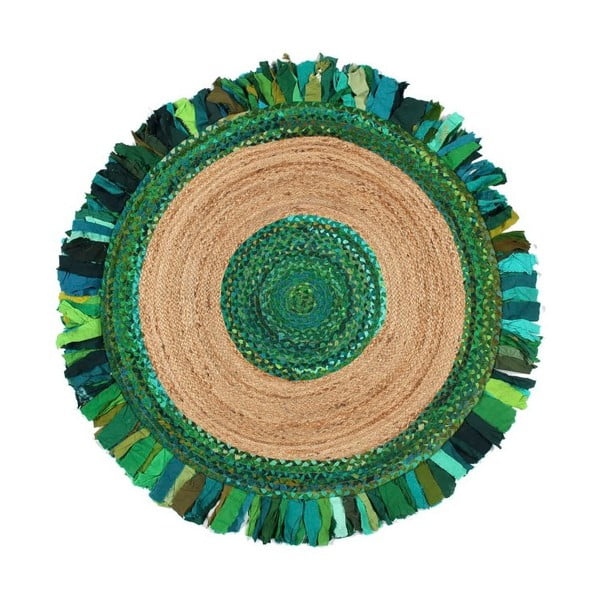 Okrogla preproga iz jute in bombaža Eco Rugs Verde, Ø 120 cm