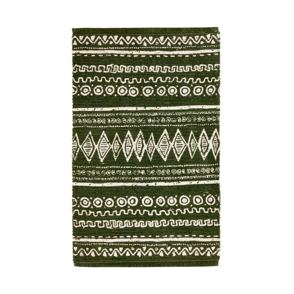 Zeleno-bela bombažna preproga Webtappeti Ethnic, 55 x 110 cm