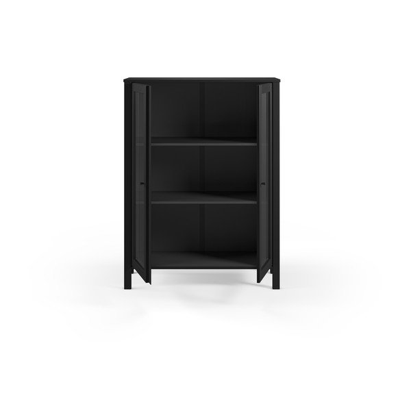Črna vitrina iz masivnega bora 90x120x40 cm Alessandra – Marckeric-image-3