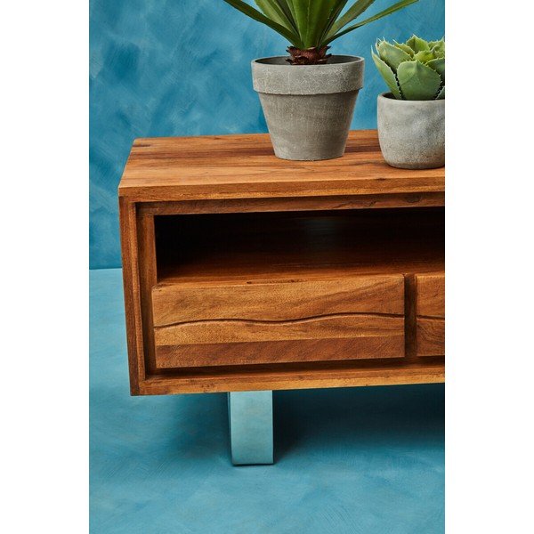 TV omarica iz masivne akacije v temni naravni barvi 140x52x50 cm Simla – Premier Housewares-image-2