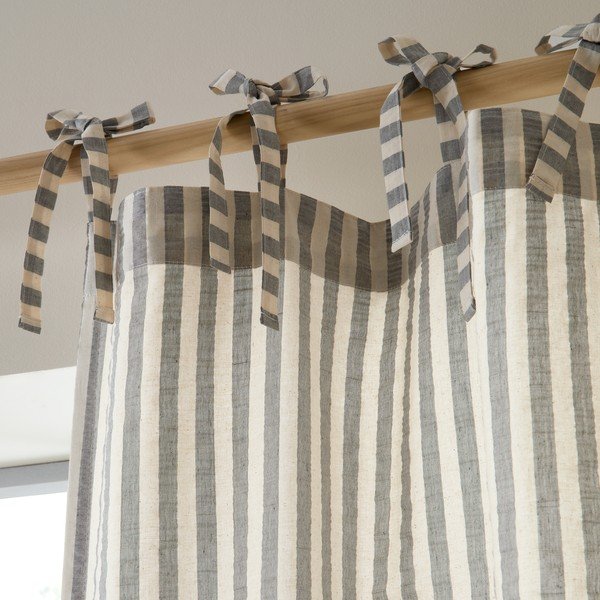 Siva zavesa 140x229 cm Zanzibar Woven Stripe – Pineapple Elephant-image-2