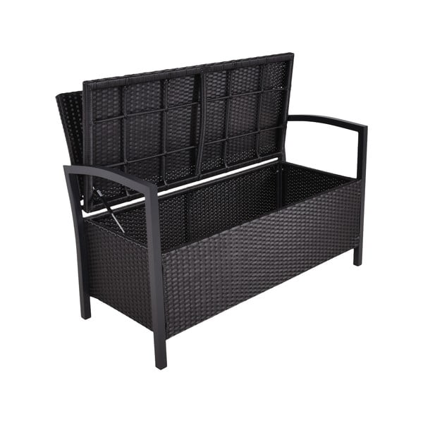 Črna vrtna klop iz umetnega ratana Ferrara – Garden Pleasure-image-1