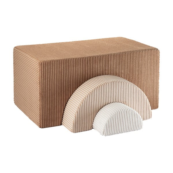 Rjavo otroško igrišče iz pene iz rebrastega žameta 3 ks višina 37 cm 75x49 cm Rainbow Montessori – Wigiwama