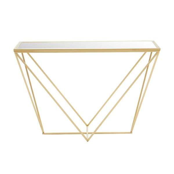 Stranska mizica s stekleno mizno ploščo v zlati barvi 40x120 cm Farran – Premier Housewares