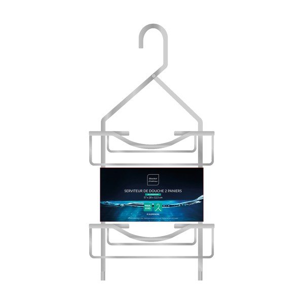 Aluminijasta viseča kopalniška polica v sijajno srebrni barvi Filaire Aluminium – douceur d'intérieur-image-1