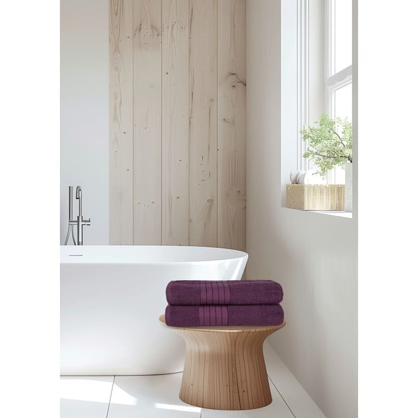 Bordo rdeče frotirne bombažne brisače v kompletu 2 ks 70x140 cm – Good Morning-image-2