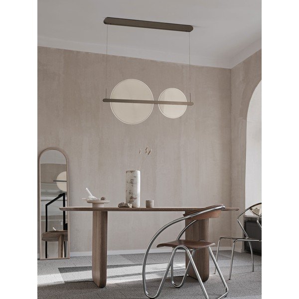 Rjava aluminijasta LED zatemnitvena viseča svetilka s senčilom iz akrilnega stekla Noah – Nova Luce-image-1