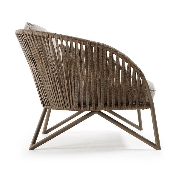 Svetlo siv/rjav kovinski vrtni fotelj Branzie – Kave Home-image-4