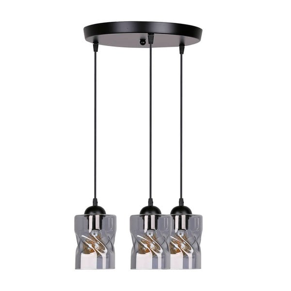 Črna viseča svetilka s steklenim senčnikom Felis - Candellux Lighting-image-3