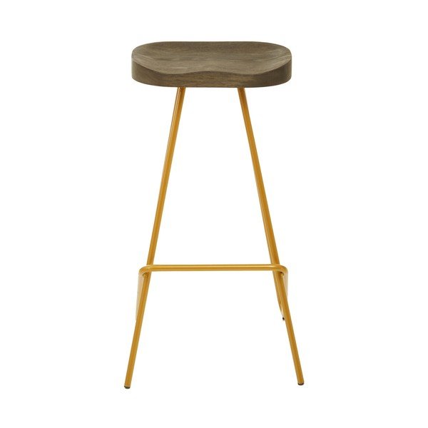 Barsko stol iz masivnega bresta v zlati barvi/v naravni barvi (višina sedeža 78 cm) District – Premier Housewares-image-2