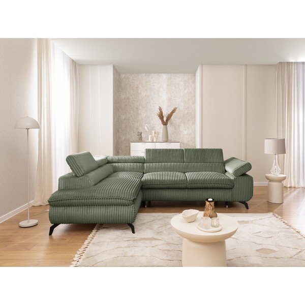 Zelena kotna sedežna garnitura iz rebrastega žameta (levi kot/v obliki črke L) Marbeya  – Ropez-image-4