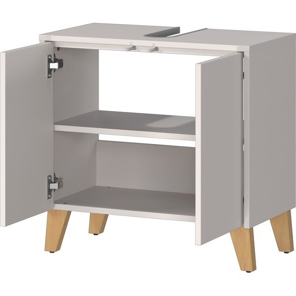 Kremno bela omarica za pod umivalnik v mat dekorju 60x59 cm Arnea – Germania-image-3