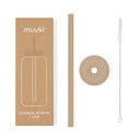 Silikonska slamica s čistilno krtačko in pokrovom Milk Coffee – Muuki